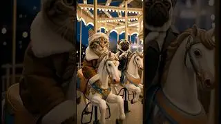 Riding a Carousel with Pug | パクと猫のメリーゴーランドで夢の時間 | 퍼그랑 회전목마 동화속 한장면 #Shorts