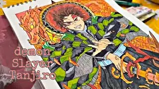 Demon Slayer Tanjiro 🔥 Alcohol marker artwork ✨#alcoholmarker #anime #demonslayer #tanjiro