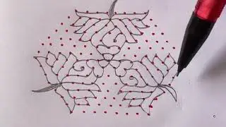 Easy sangu kolam by using 15 to 8 middle dots