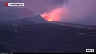 Reykjanes Eruption 2021 Timelapse July 14-15 RUV Langihryggur Camera