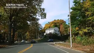 BOSTON TRAVEL｜Driving through Autumn Colors｜4K Fall Drive｜No Commentary 波士顿旅游