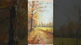 Process Autumn Countryside Path Oil Painting #art #tutorial #process #oilpainting #relaxing