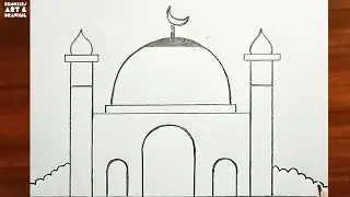 How to draw a mosque | Easy Masjid drawing tutorial #drawing #art #tutorial