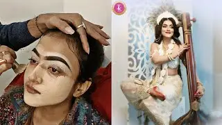 MAKEUP*GODDESS SARASWATI*DEVI SARASWATI*SARASWATI MAKEUP*SARASWATI PUJA*MAKEUP TUTORIAL*HD MAKEUP