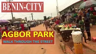 Agbor park , walking through the street of benin city , Edo : Nigeria