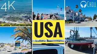Santa Cruz, California, USA 🇺🇸 Pier, Promenade, Beach. US. Virtual 4K walk | Chill music channel