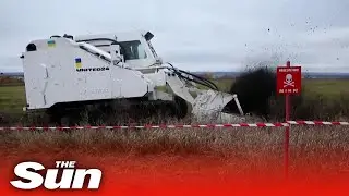 Ukrainian troops show 'unique' demining machine for tacking Russian landmines in Kharkiv region