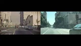 Hollywood Blvd 1957 and 2020 side by side Highland to Argyle