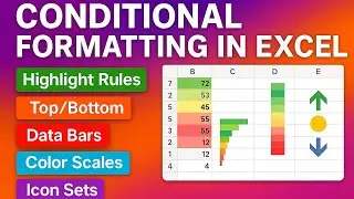 Conditional Formatting in Excel | Highlight Rules, Top/Bottom, Data Bars, Color Scales & Icon Sets.