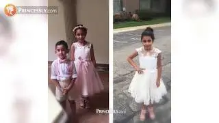 Beach Princess Sweetheart Ivory Lace Pink Tulle Flower Girl Dress | Princessly Dresses
