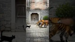 Three tigers are playing around, and the cat steals the spotlight #wildlife #cats #nature