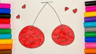 Cute Cherry Couple Drawing 🍒Simple & Sweet Art 🍒✨