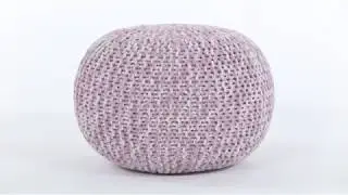 Simpli Home Ashlynn Hand Knit Round Pouf