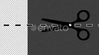 Scissors with cut here dashed lines alpha looped by visual vibes preview