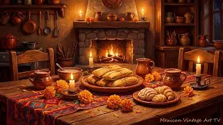 D&iacute;a de la Candelaria 🕯| Cozy Mexican Fireplace Art For TV | Mariachi Guitar & Crackling Fire