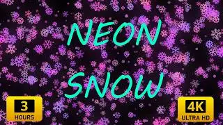 Pink & Purple Neon Snowflakes Falling ❄️ Relaxing Piano Music 💜 3 Hours in 4K