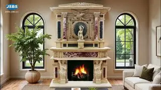 A Grand Two-Tier Marble Fireplace &mdash; Sculptural Luxury in marble, Timeless Beauty, Global Delivery