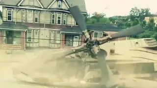 Aliens destroy army helicopter