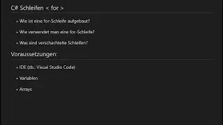 C# for - Schleife Einführung