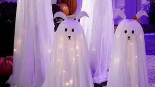 Ghostly Dogs Come to Life! 👻🐾 Light-Up Halloween Decor Set of 4