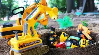 Construction Vehicles  Falls into Deep Hole | Car Toys For Kids