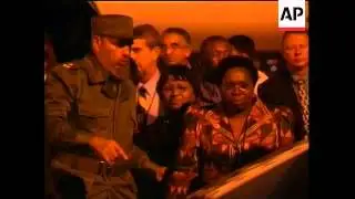 Fidel Castro and Yasser Arafat arrive for UN Racism conference