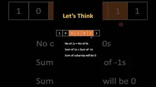 Count Subarrays with Equal 0s and 1s | HashMaps | Animation #shorts #animation  #python #coding
