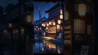 Peaceful Night in a Japanese Street | Anime-Style Cozy Shop Ambience 🌙✨