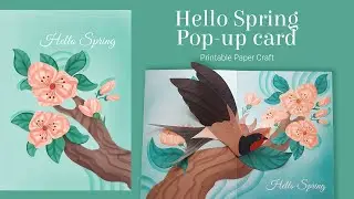 Bird Spring simple pop-up card how to assemble