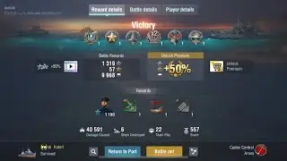 Japanese cruiser Katori - 40k damage, Kraken&Double Strike medals World of Warships Blitz