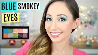 BLUE SMOKEY EYE MAKEUP TUTORIAL WITH GLITTER - FOR BEGINNERS - NYX AVANT POP PALETTE