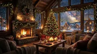 Cozy Mountain Cabin Under the Milky Way 💫 Jazz by the Fireplace