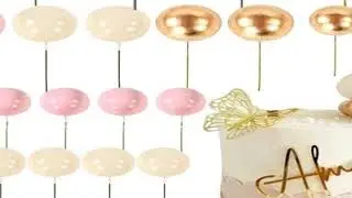 32Pcs/set Ball Cake Toppers Pink Gold Pearl Balls Cupcake Topper Flags for Kids Birthday Party Weddi