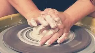 Five balls of clay, four pottery bowls thrown on the wheel