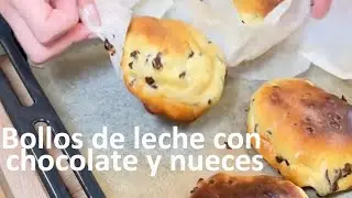 Milk buns with chocolate and nuts
