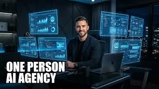 Solo entrepreneur planning AI agency automation on a digital tablet