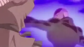 Goku powers up against the Legendary HIT