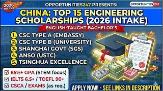 Top 15 China Engineering Scholarships 2026 (Fully Funded, No HSK, English Taught)