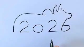 Ox Drawing with 2026 Number | Ox Drawing From 2026 | Bull Drawing Step by step