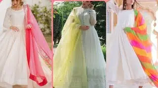 Elegant Contrast Dupatta with white dress|Wear Style