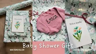 Cute Baby Shower Gift Stack with Handmade Custom Watercolor Card | Gifts from the Heart💕