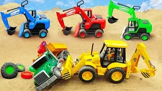 Excavator, Cranes, and Rescue Vehicles - The Story: Good People Around Us! SaCo Toys