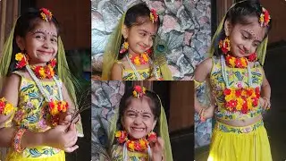Radha Makeup | Radha Getup For Girl | Little Radha Dressup | Baby Radha Look | Girl Radha makeup