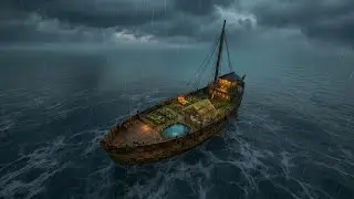 Cozy & Quiet Rainy Sea Life with Family on a Floating Ship I Ghibli Silent Days