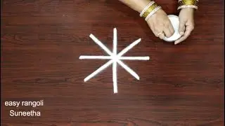 2 Best and simple color kolam rangoli designs for Beginners🌸easy muggulu with 3 dots🌸short rangoli