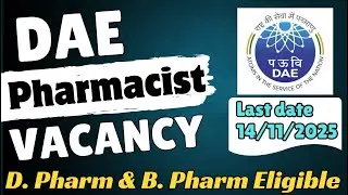 pharmacist vacancy 2025 | DAE pharmacist vacancy 2025 | TMC pharamcist permanent vacancy 2025