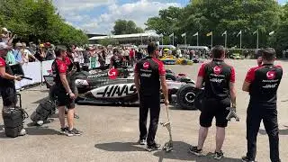 Haas F1&rsquo;s VF-23 & VF-24 with Kazuki Nakajima & Ayao Komatsu ready for the Hillclimb at Goodwood FOS