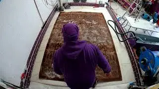 Full submersion timelapse super large moth damaged indo chinese Rug cleaning