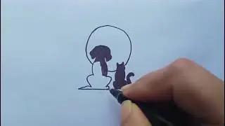 very  beautiful circle drawing// draw so cute animal dog and cat drawing// simple drawing