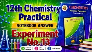 12th Chemistry Workbook Experiment no. 13 | Maharashtra State Board#12th_Chemistry